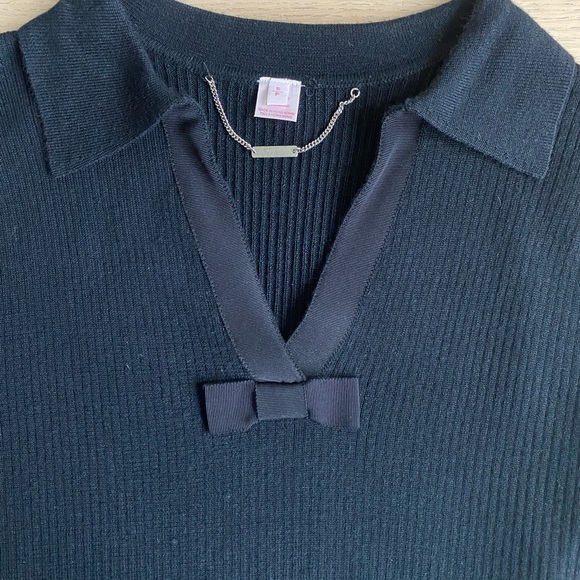Black on black Pink Tartan merino sweater - Picture 2 of 5